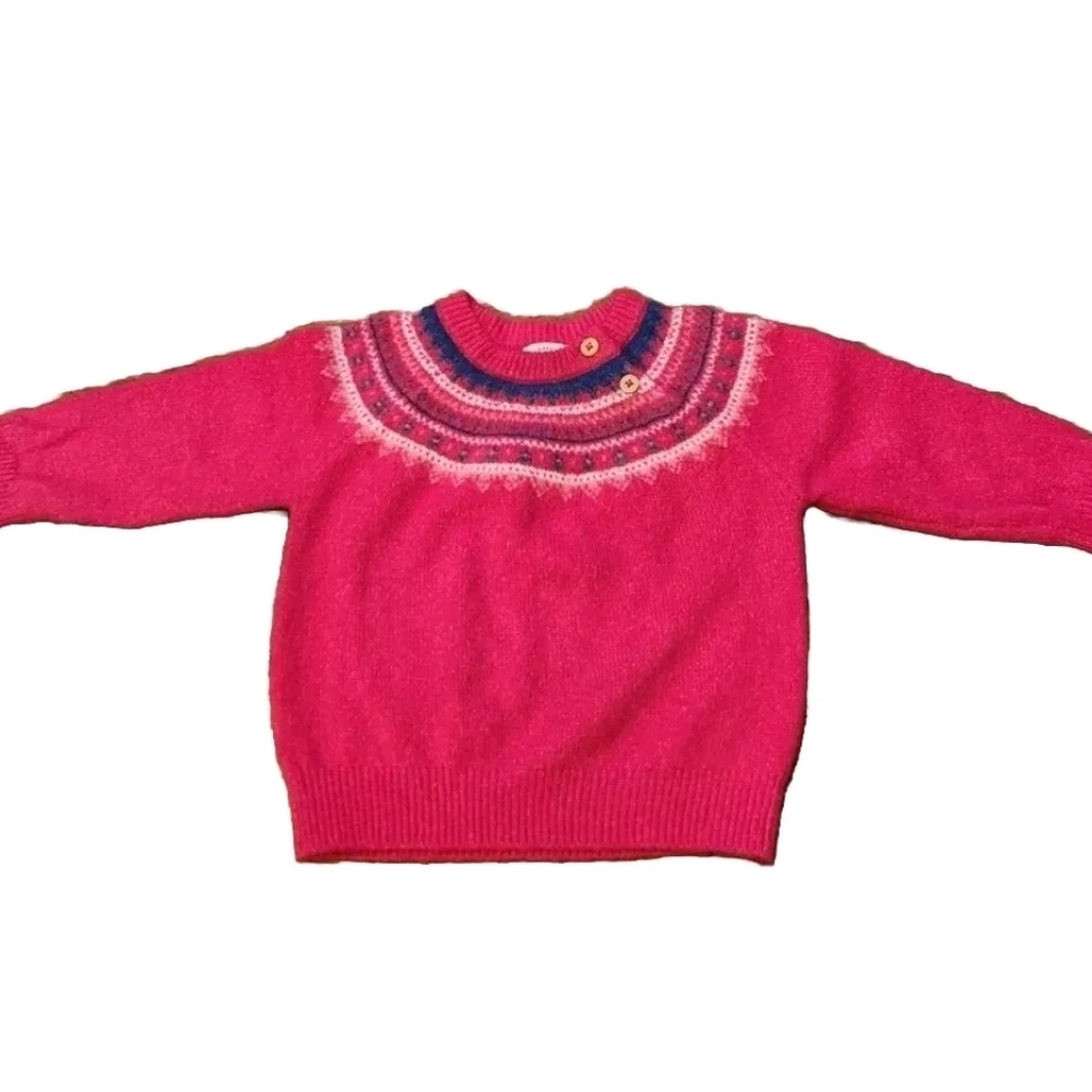 Cat & Jack baby Fairisle sweater Size  18 mo Colors magenta royal blue and white